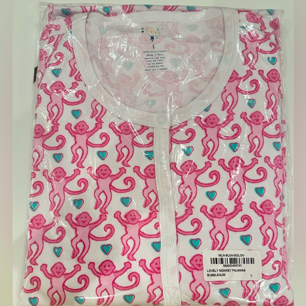 Roller Rabbit Lovely Monkey Bubblegum Pajama Set